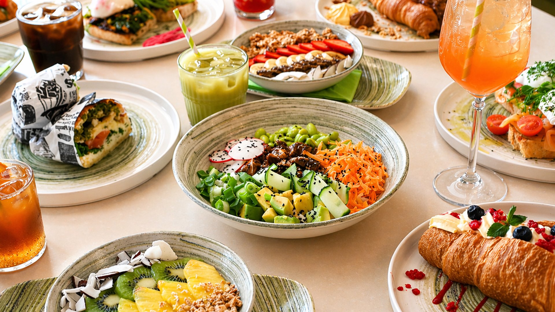 DOZA Brunch & Deli — enterijer i hrana
