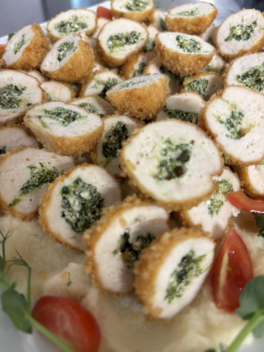 Table set with catering platters