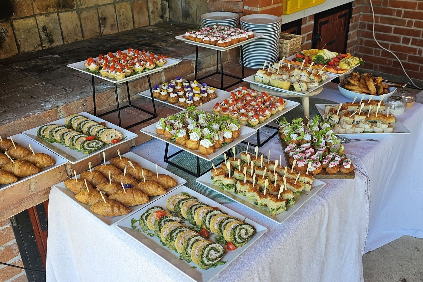 DOZA catering — platters set up for an event